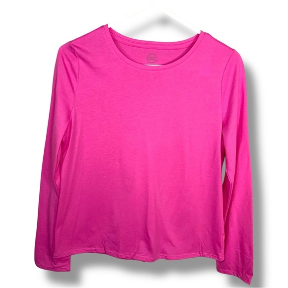 New Wonder Nation XL 14 16 Fuchsia Pink Long Sleeve Girls Top Cotton Blend - Picture 1 of 11